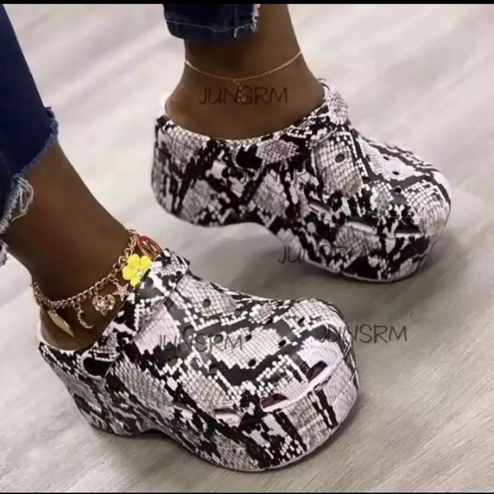 Women stack shoes